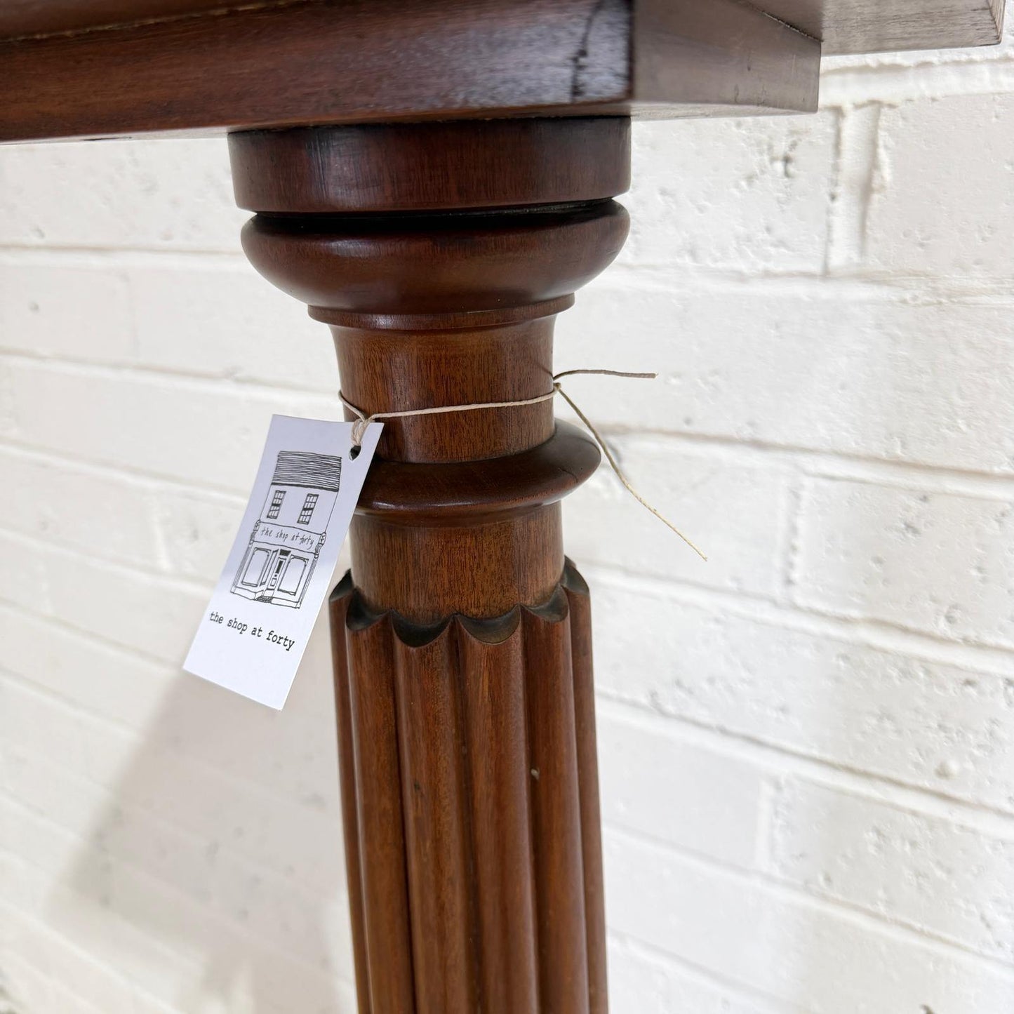Antique Tall Ornate Mahogany Plant Stand Carved Column Square Base And Top
