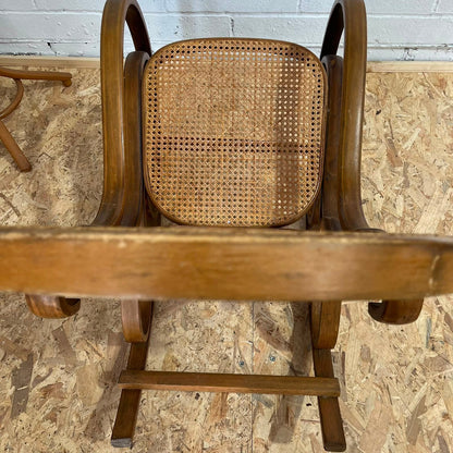 Vintage Bentwood Rocking Chair Cane Seat And Back Thonet Style