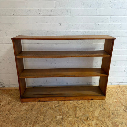 Vintage Low Open Pine Bookcase 3 Fixed Shelves Great Patina