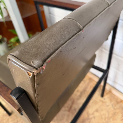 Vintage Godfrey Syrett Office Accent Chair Green Seat Teak Metal Frame