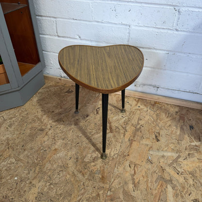 Mid Century Heart Shaped Melanine Top Side Table Tripod Legs