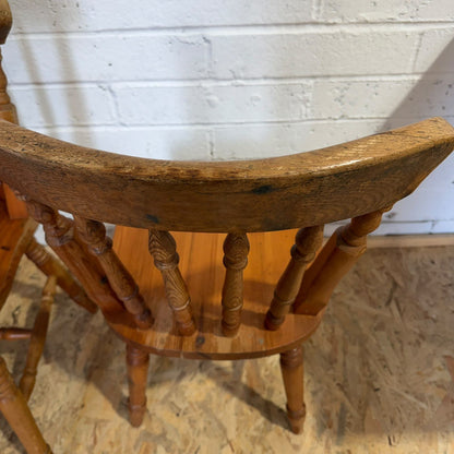 Pair Pine Rustic Vintage Farmhouse Chairs Turned Backs And Legs Solid