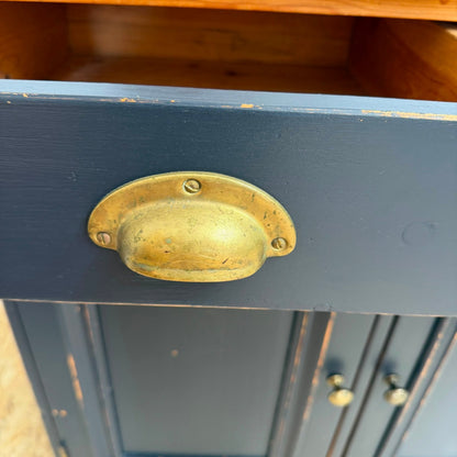 Pine Triple Sideboard 3 Drawers Over Cabinets Brass Cup Handles Shabby Chic