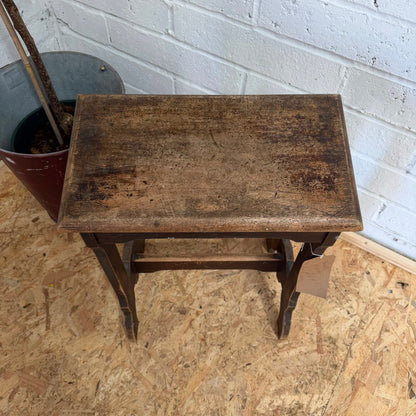 Antique Oak? Prayer Kneeler Stool Angled Top Stretcher Great Patina