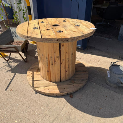 Large Wooden Cable Reel Garden Table Industrial Coffee Table Heavy