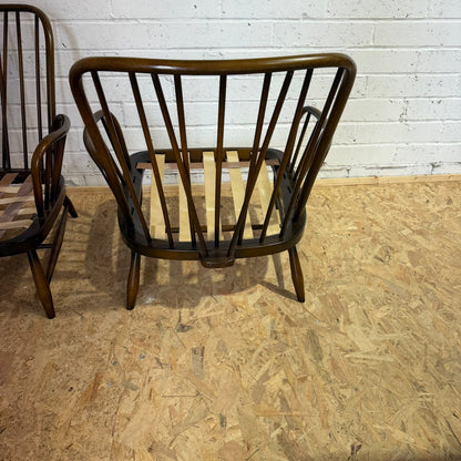 Pair Ercol Model 766 Jubilee Armchairs Dark Wood Frame ONLY Project