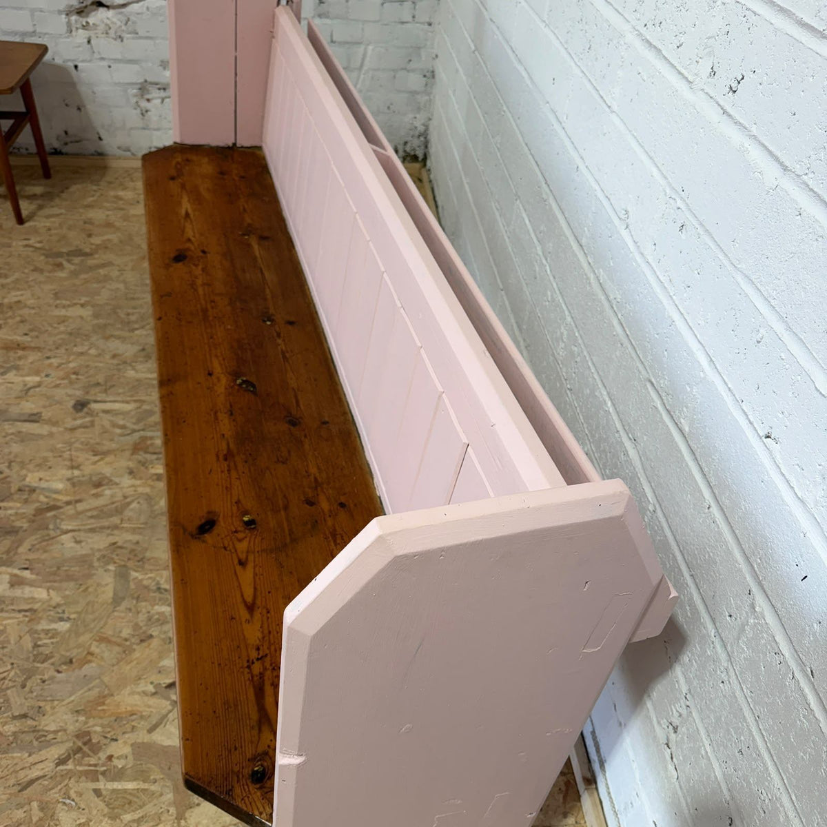 19thC Victorian Rustic Painted Church Pew 6ft Hymnal Rack