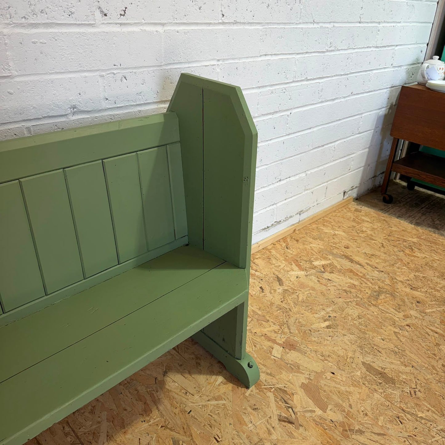 Victorian 19thC Painted Church Pew With Hymnal Rack Solid Great Provenance
