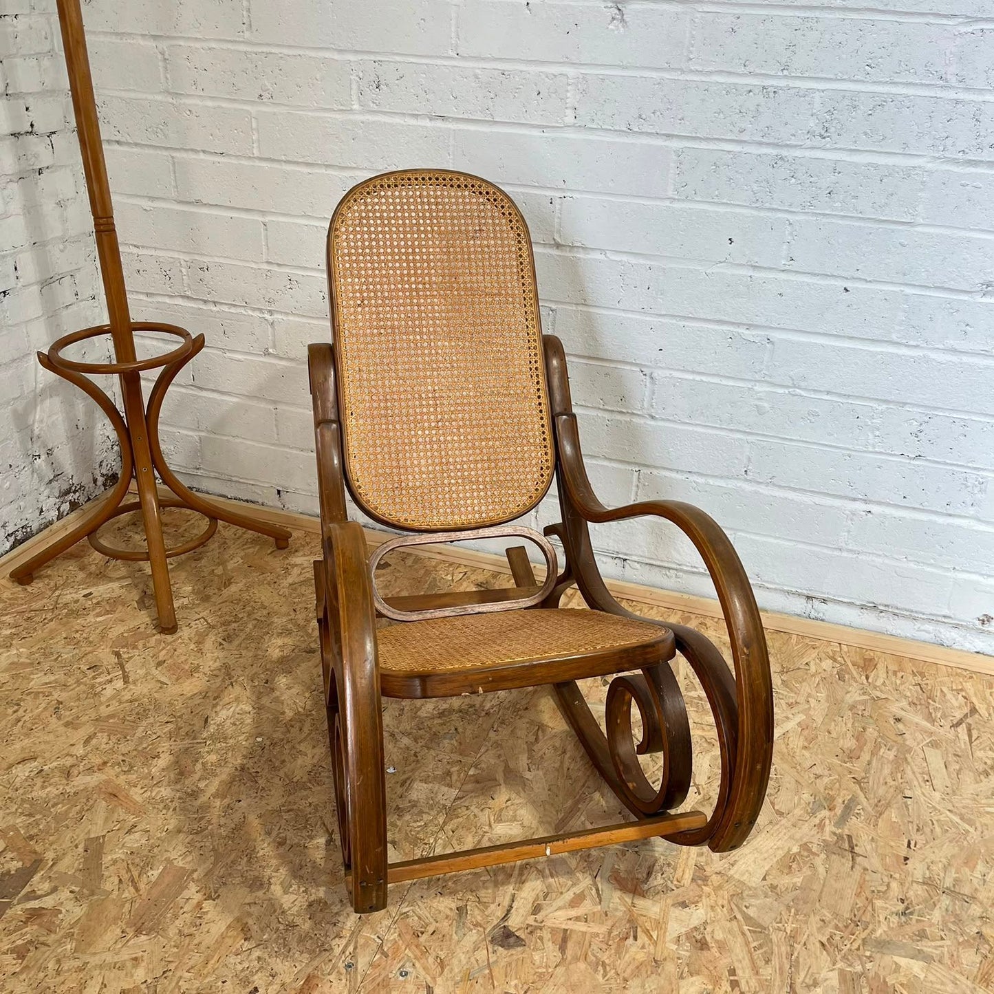Vintage Bentwood Rocking Chair Cane Seat And Back Thonet Style