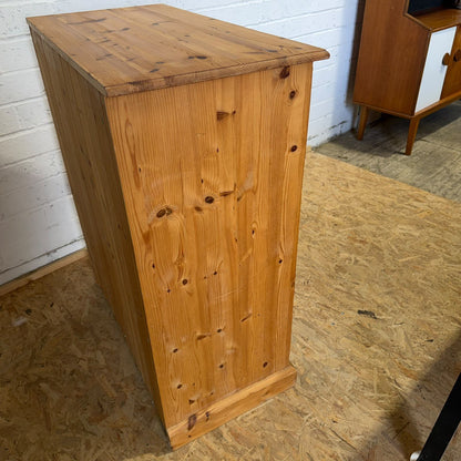 Vintage Pine Chest of 2 Over 3 Drawers Rustic Knob Handles Bedroom Storage