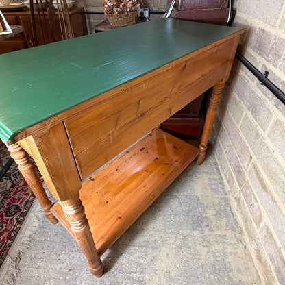 Vintage Pine Hallway Console Table 2 Drawers Shelf Under Farrow & Ball Beverly