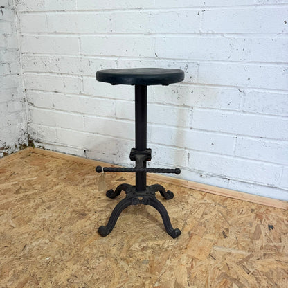 Vintage Singer Sewing Stool Industrial Black Iron Base Footrest Reclaimed Top