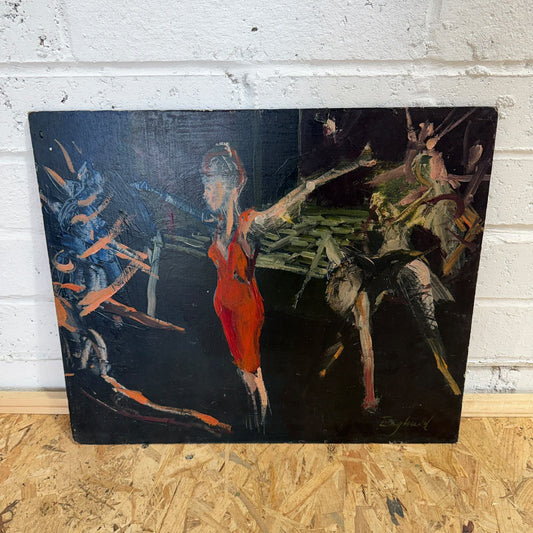 Frederick J. England (British, b.1939)  Theatre Performance Oil On Board, Signed
