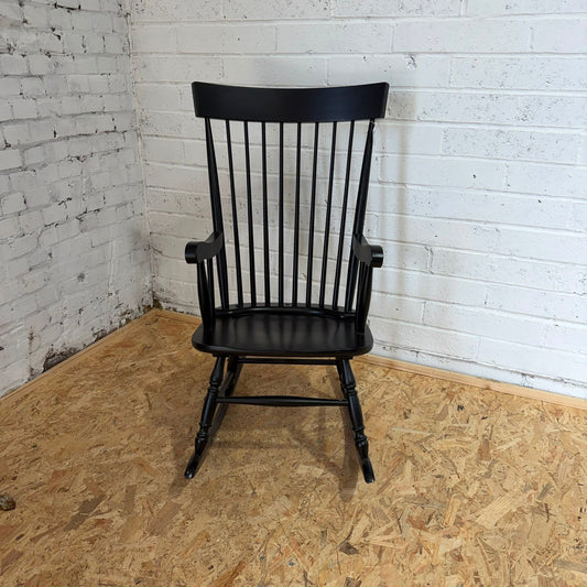 Black Painted Rocking Chair Nursing Story Chair Stick Back Turned Legs