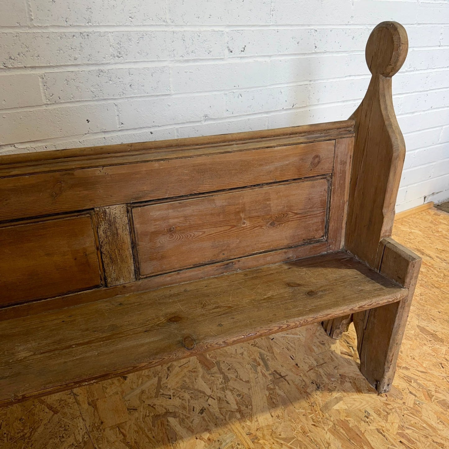 Antique Victorian Pitch Pine Church Chapel Pew 5.5ft Gothic Style