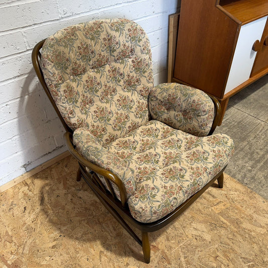Ercol Jubilee Model 766 Dark Wood Armchair Project Mid Century