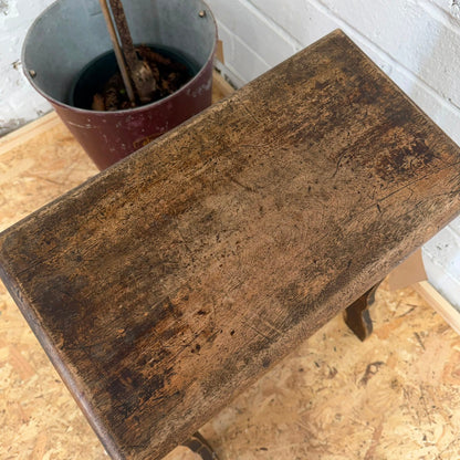 Antique Oak? Prayer Kneeler Stool Angled Top Stretcher Great Patina