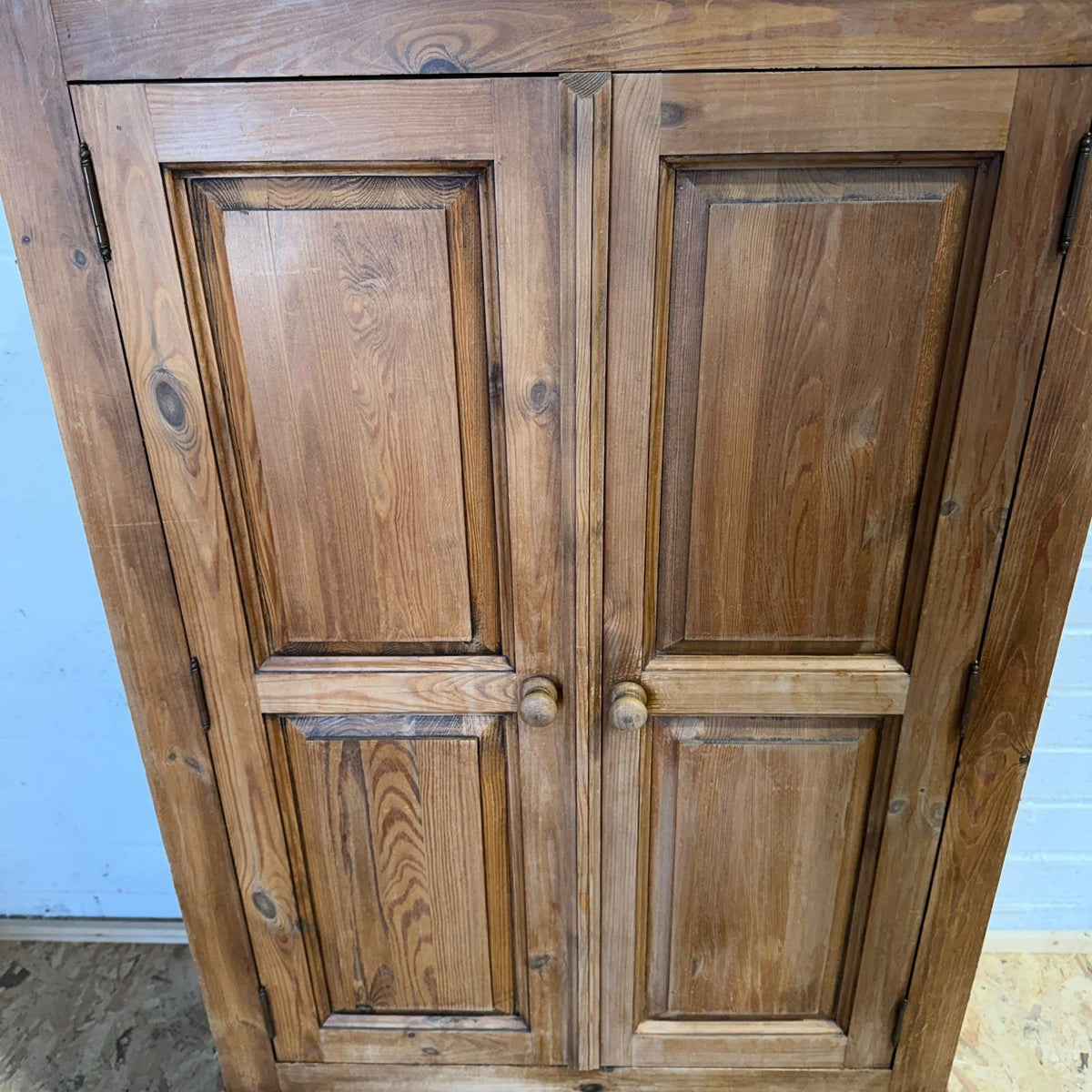 Vintage Pine Small Double Wardrobe Over Single Drawer Hanging Rail Knob Handles