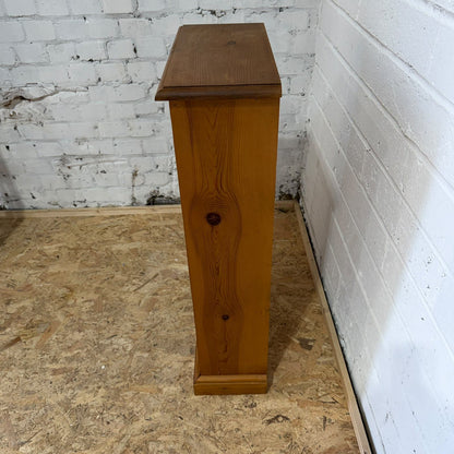 Narrow Pine Bookcase Fixed Shelves Plinth Solid