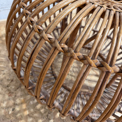 Bamboo Puff Ball Lobster Pot Side Table Foot Stool Low Seat