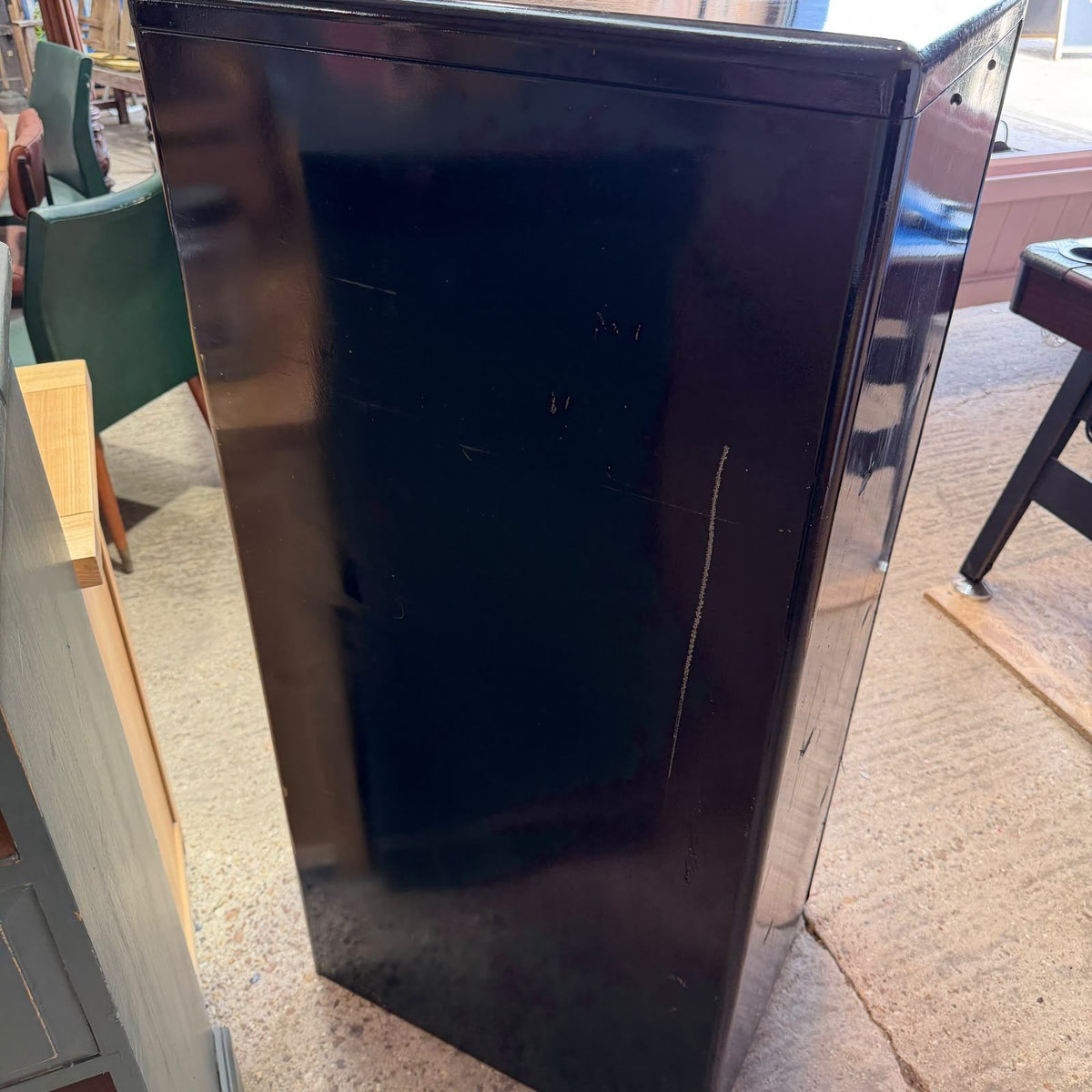 Vintage Mid Century Milners 4 Drawer Steel Filing Cabinet Painted Black