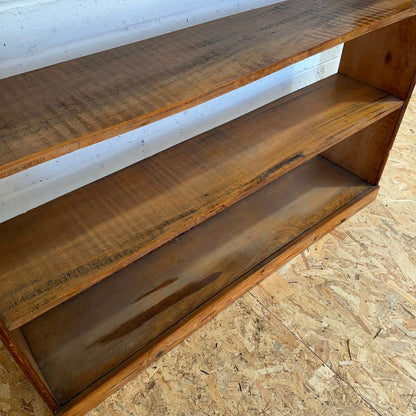 Vintage Low Open Pine Bookcase 3 Fixed Shelves Great Patina