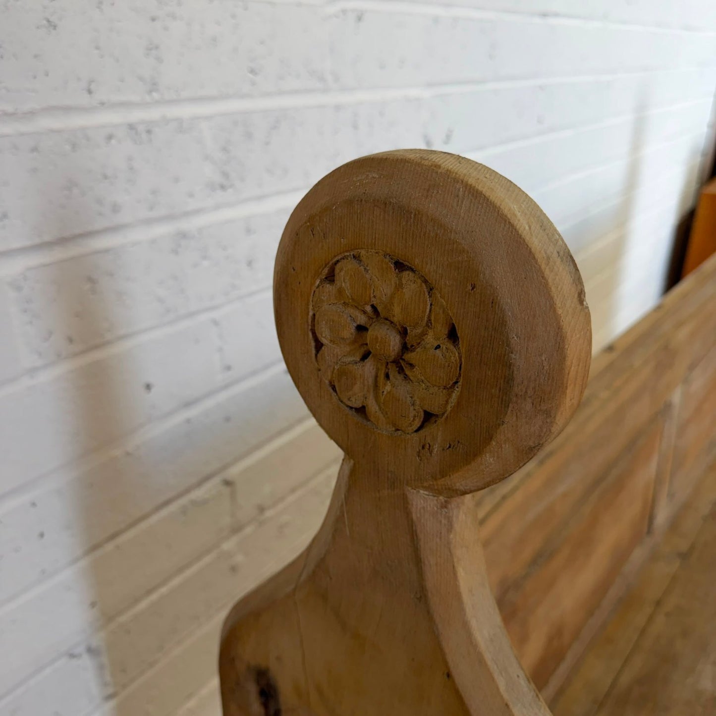 Antique Victorian Pitch Pine Church Chapel Pew 5.5ft Gothic Style
