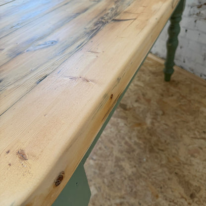 Vintage Rustic Pine Farmhouse Dining Table Distressed Sanded Top 5ft Seats 6