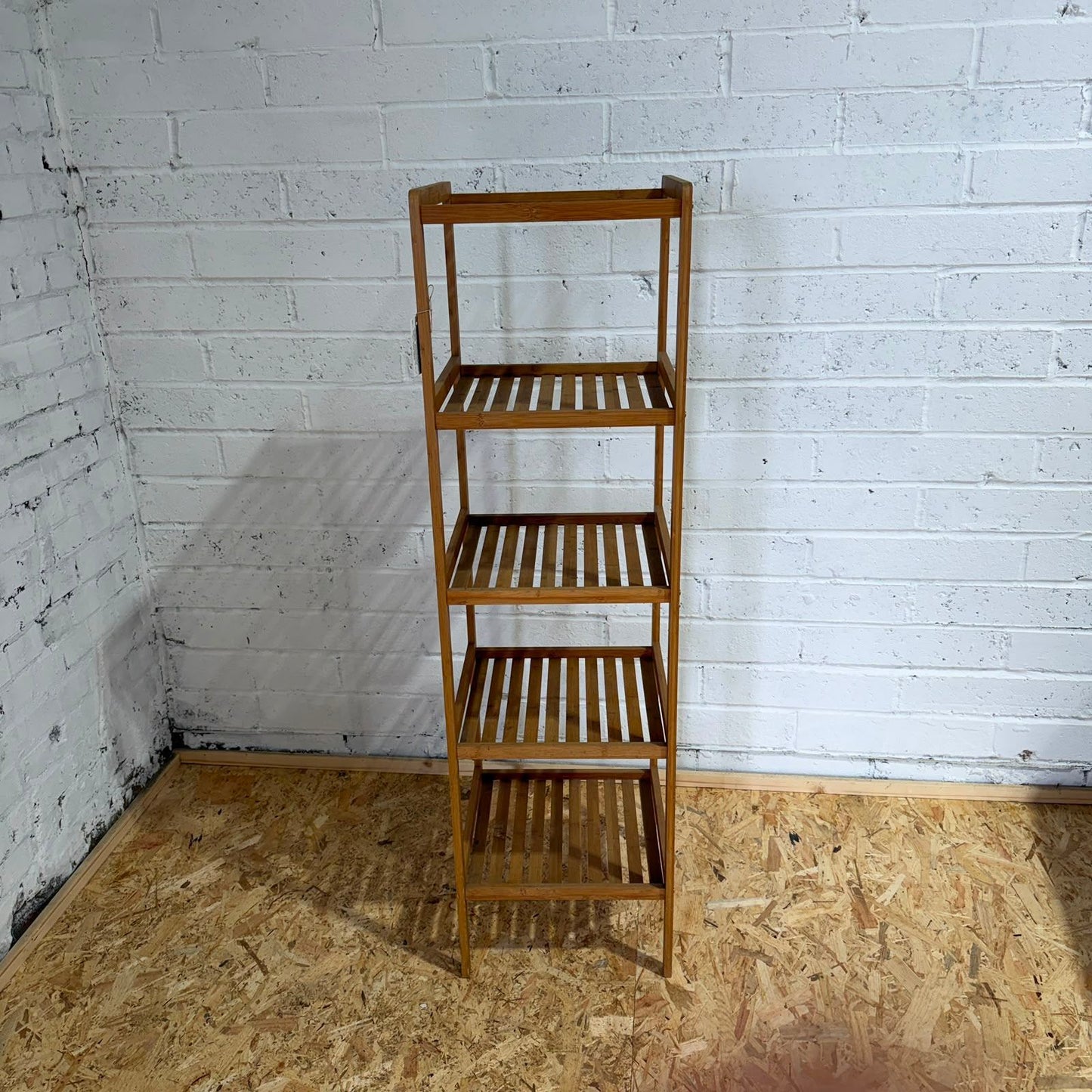 Modern Tall Slatted 4 Tier Wooden Display Unit Opal London Plants Retail