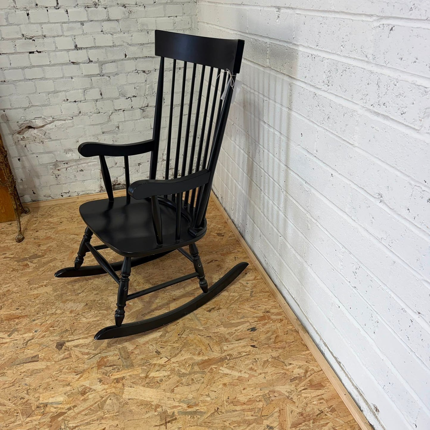 Black Painted Rocking Chair Nursing Story Chair Stick Back Turned Legs