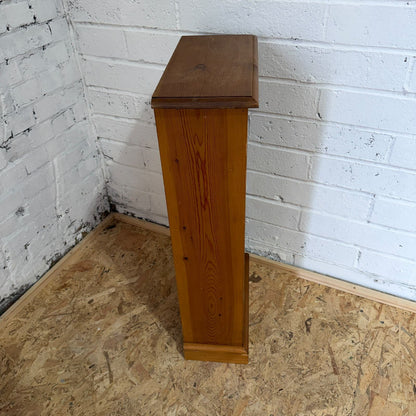 Narrow Pine Bookcase Fixed Shelves Plinth Solid