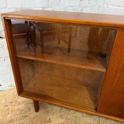 Vintage 1960s Herbert E. Gibbs Autographed Teak Glazed Bookcase Mid Century