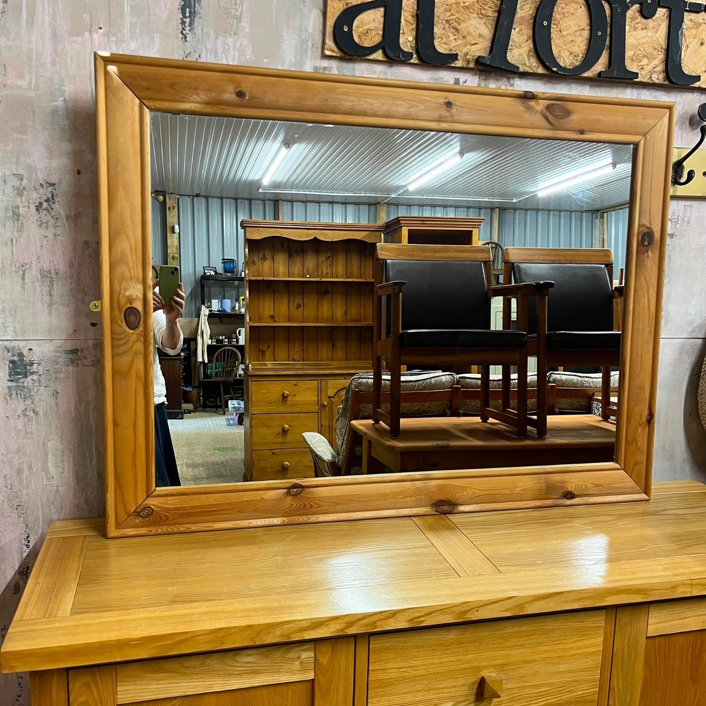 Pine Framed Rectangular Mirror Wall Floor