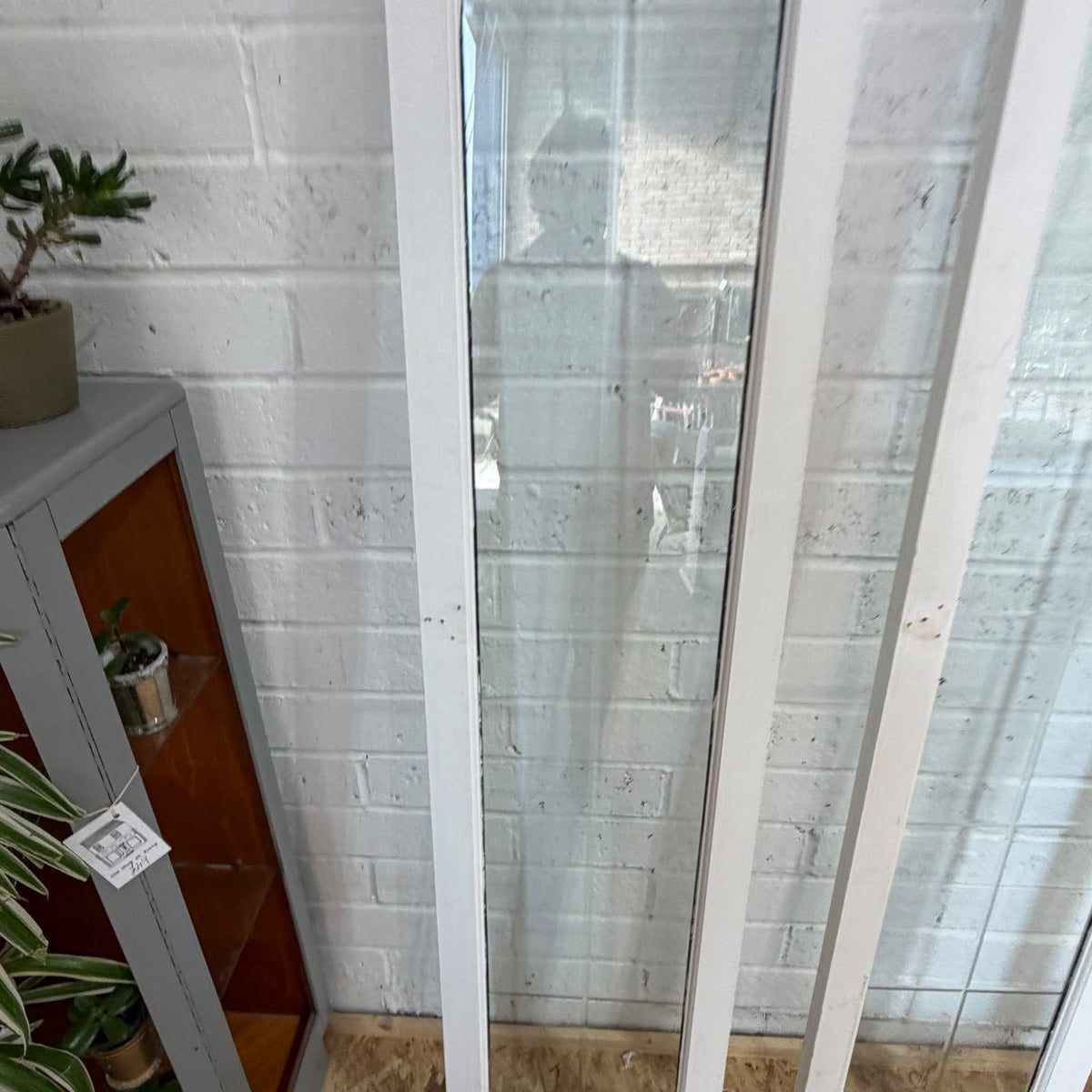 Pair Wooden Frame Glass Slim French Patio Doors White With Hinges