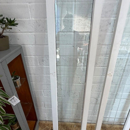 Pair Wooden Frame Glass Slim French Patio Doors White With Hinges