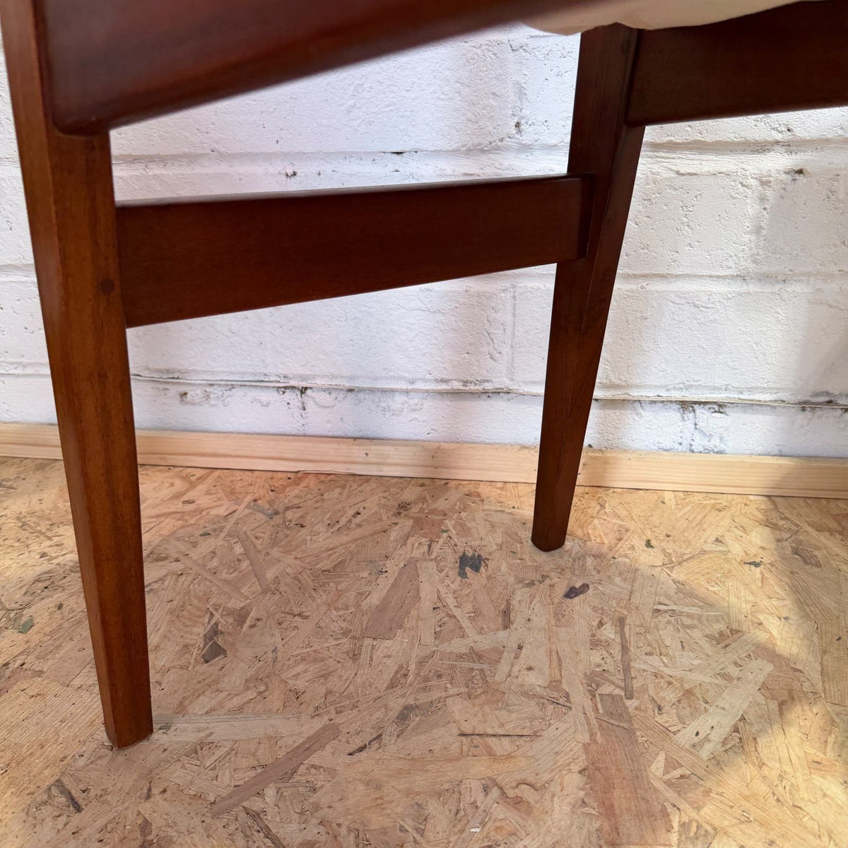 4x Mid Century Teak Danish Style Dining Chairs Upholstered Seats MCM