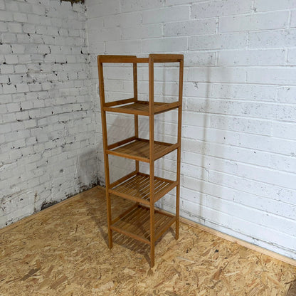 Modern Tall Slatted 4 Tier Wooden Display Unit Opal London Plants Retail