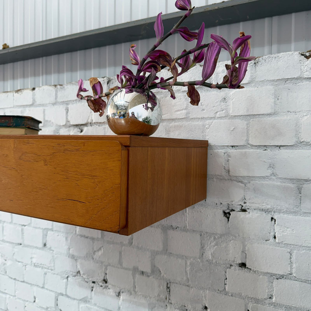 Tapley 33 Mid Century Floating Wall Single Drawer Unit Teak With Wall Fixing