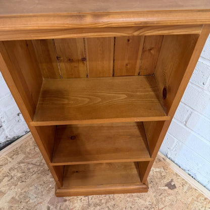 Narrow Pine Bookcase Fixed Shelves Plinth Solid