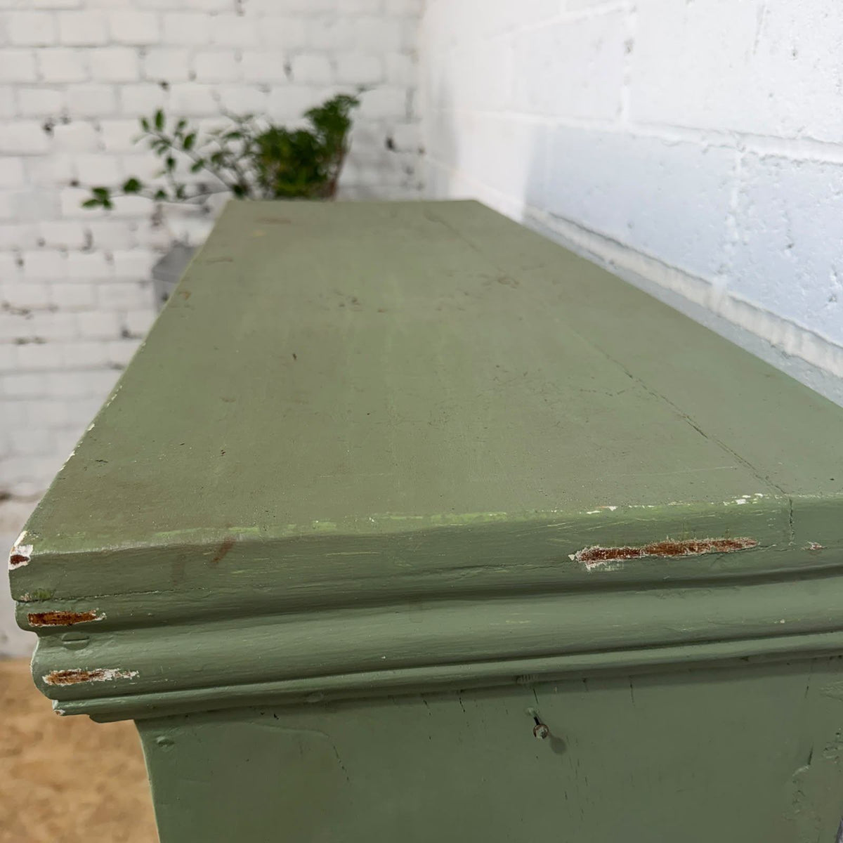 Early 20thC Rustic Painted Double Cupboard Glazed Doors Claw Feet Pantry Larder
