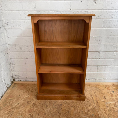 Rustic Pine Bookcase 2 Shelves Aged Patina Plinth