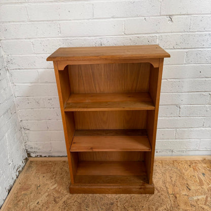 Rustic Pine Bookcase 2 Shelves Aged Patina Plinth