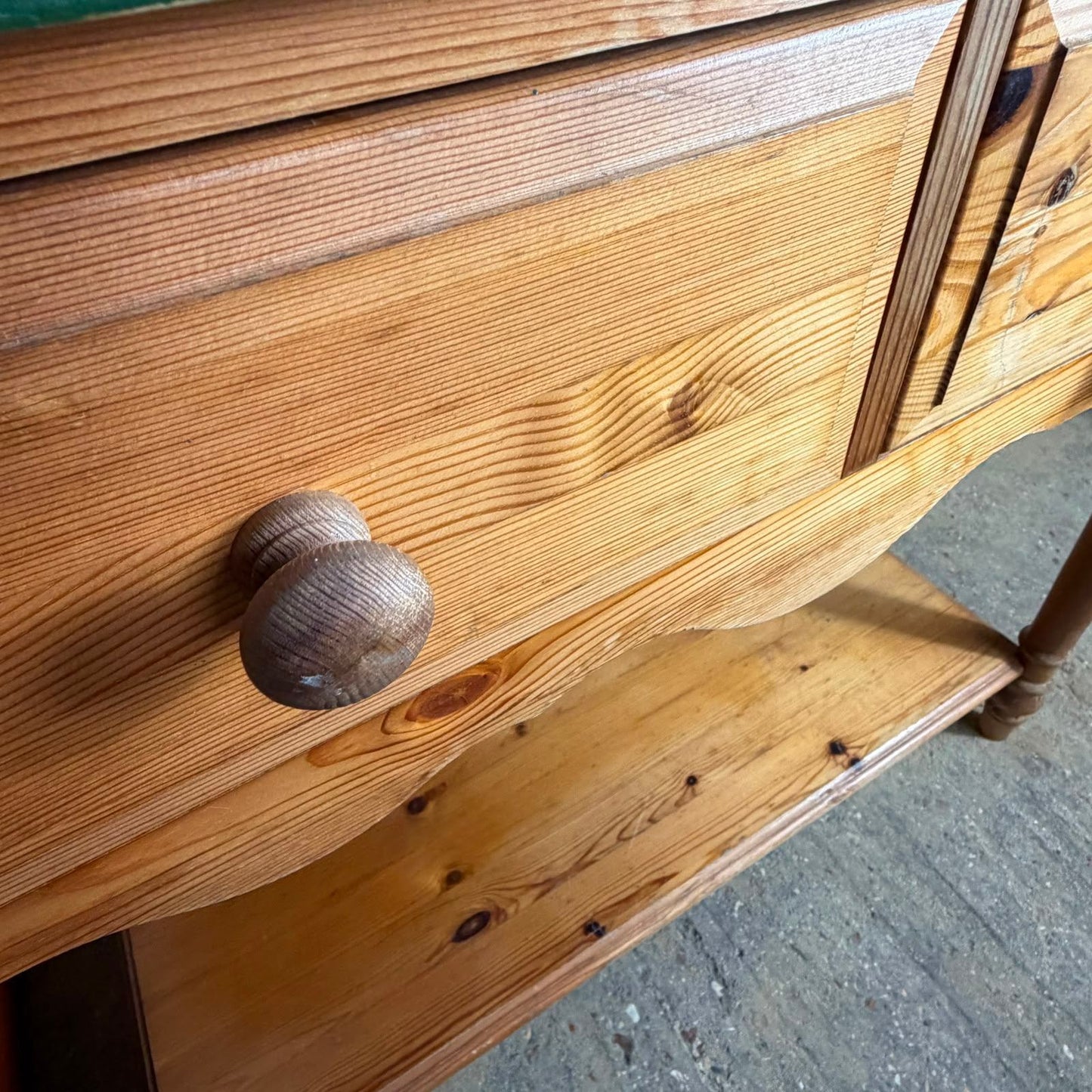 Vintage Pine Hallway Console Table 2 Drawers Shelf Under Farrow & Ball Beverly