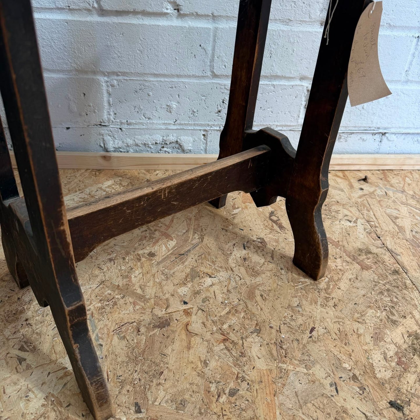 Antique Oak? Prayer Kneeler Stool Angled Top Stretcher Great Patina