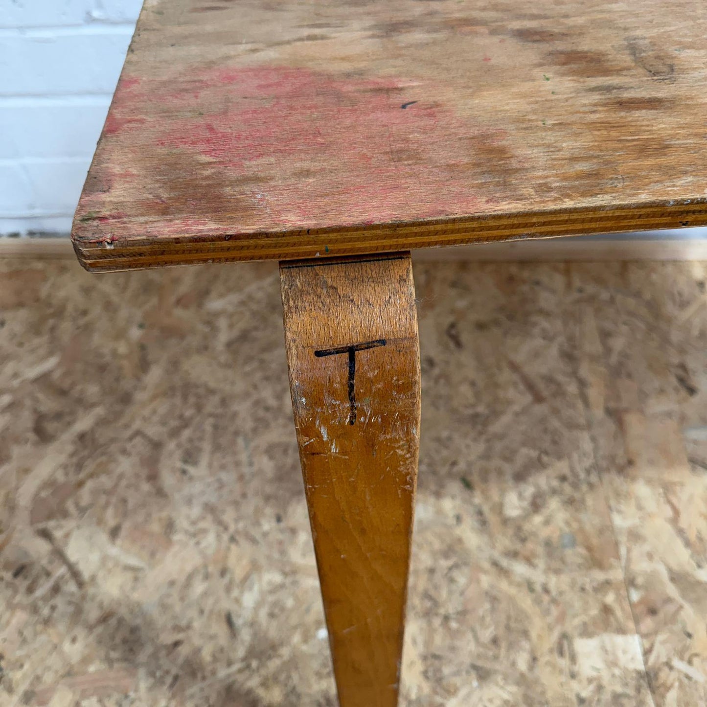 Vintage Esavian Ply Bentwood School Desk Kitchen Dining Table Original Patina
