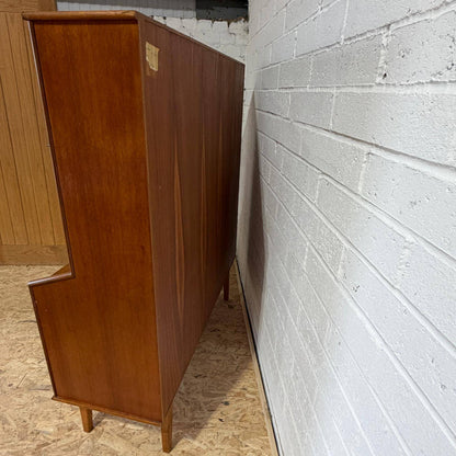 Mid Century Teak Display Cocktail Cabinet Sideboard Double Cupboard and Drawers