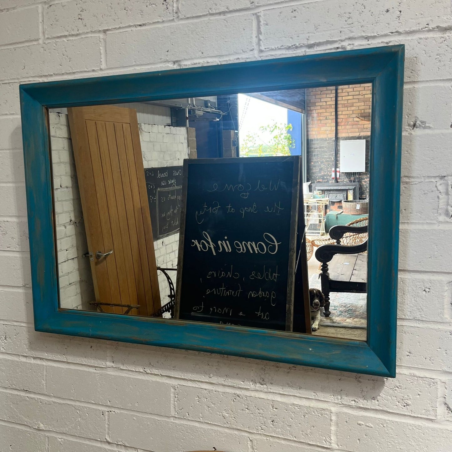 Vintage Ethan Allen Rectangular Wall Mirror Painted Frame 1980s