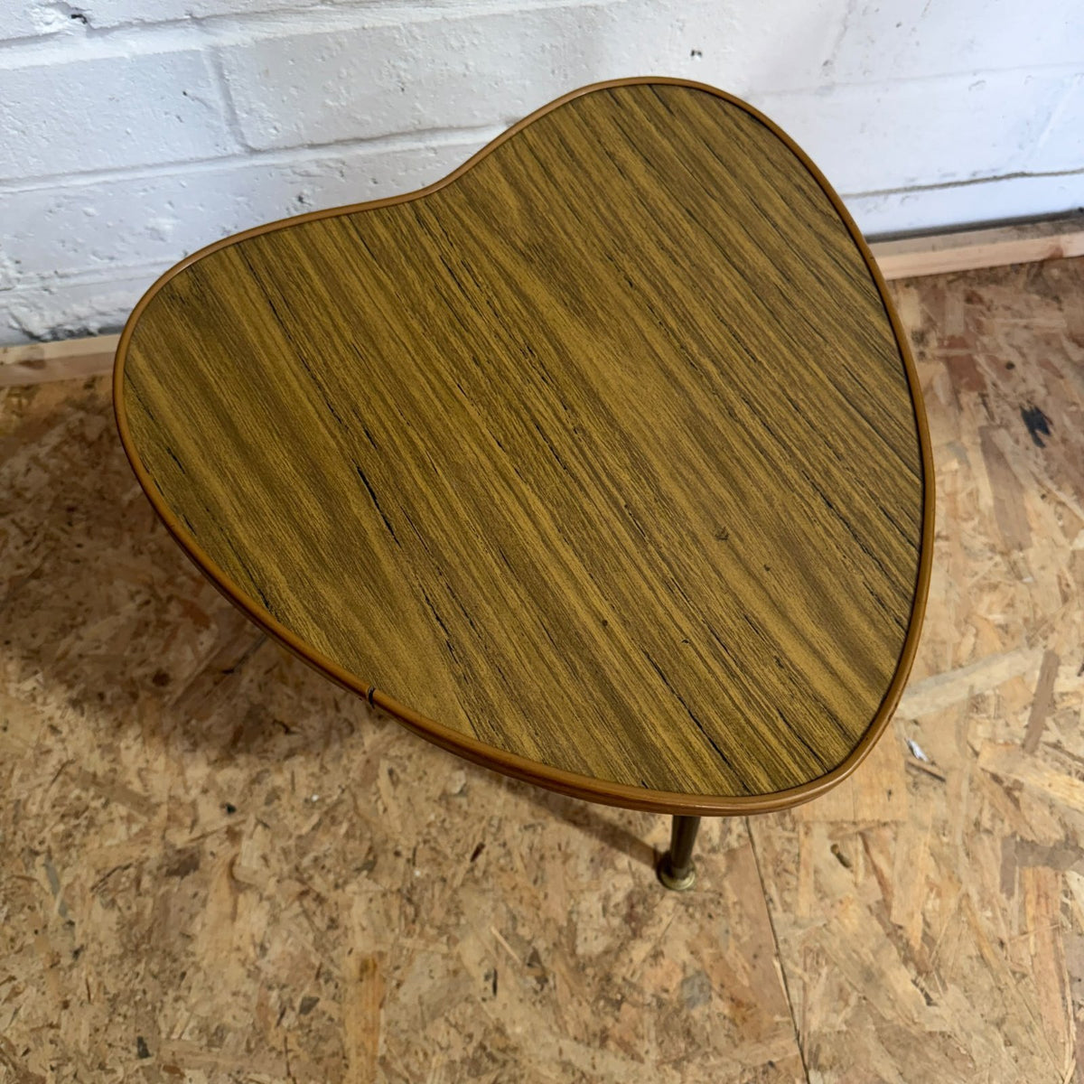 Mid Century Heart Shaped Melanine Top Side Table Tripod Legs