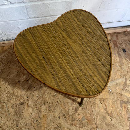 Mid Century Heart Shaped Melanine Top Side Table Tripod Legs