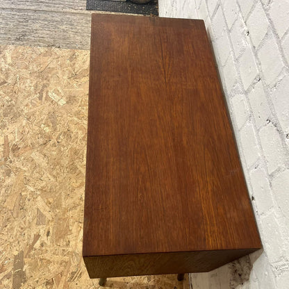 Mid Century Record Unit On Tapered Legs Plywood Original Handles Vinyl TV Unit